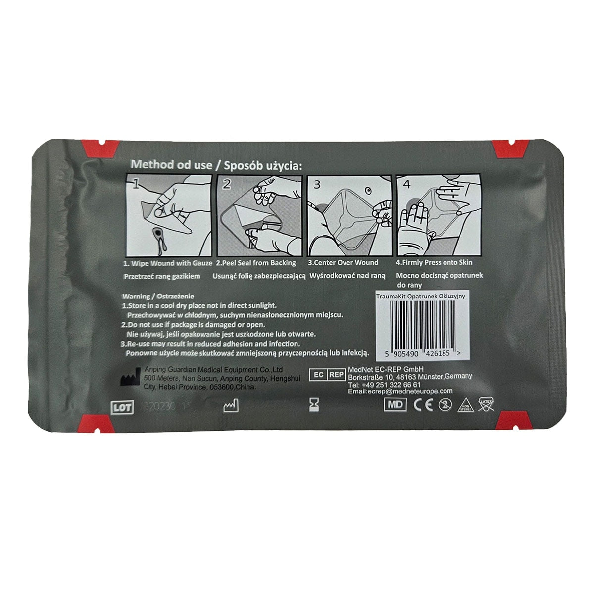 Opatrunek wentylowy AedMax Trauma Kit Chest Seal Vented