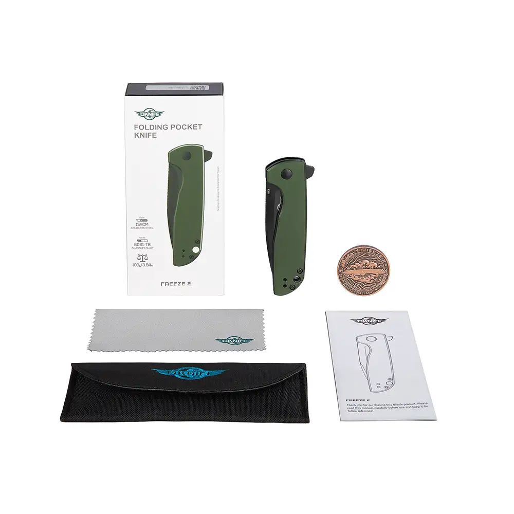 Nóż składany Oknife Freeze 2 OD Green - stal nierdzewna 154CM
