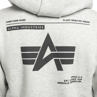 Bluza Alpha Industries Label Backprint Hoodie - Pastel Grey