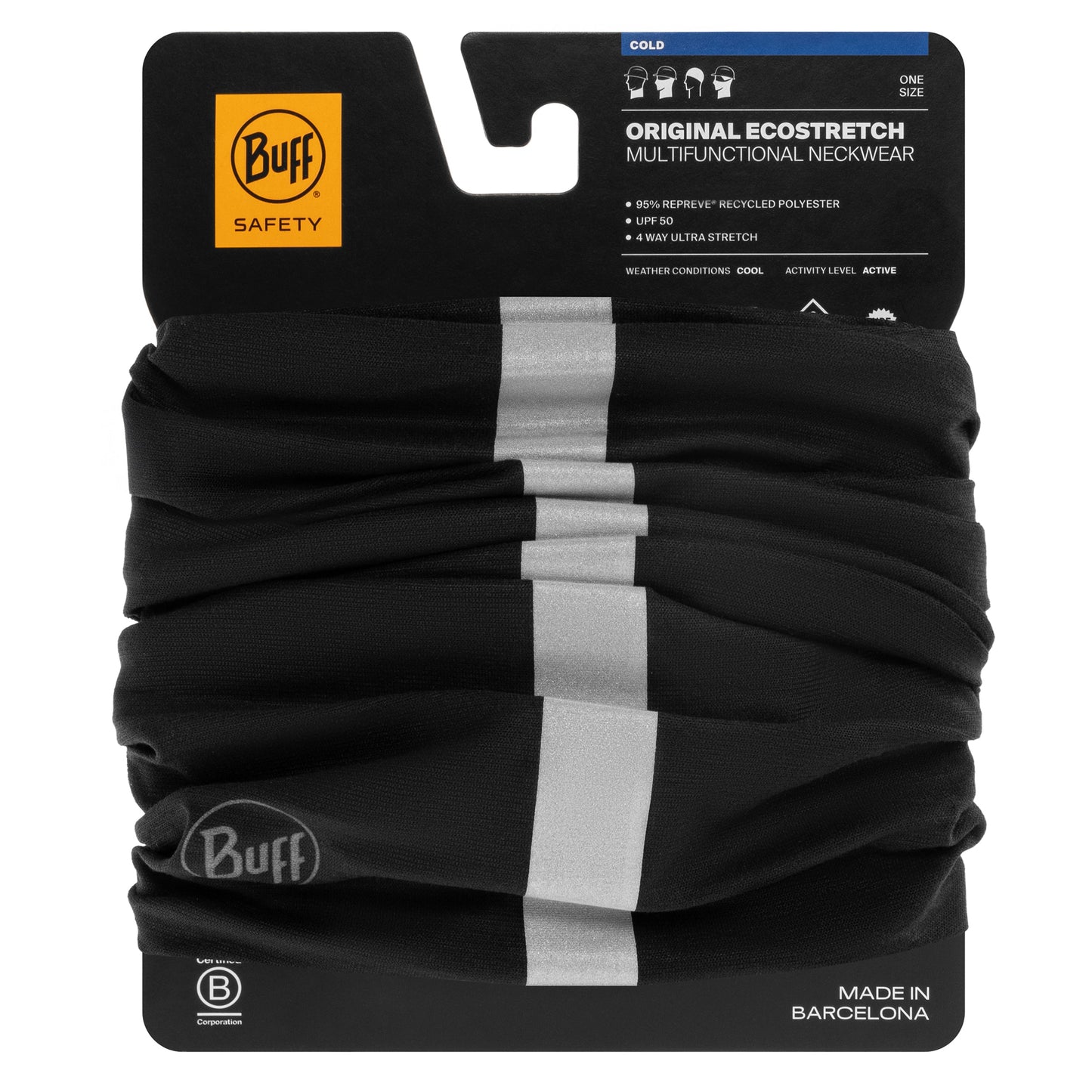 Chusta ochronna Buff Safety Original Ecostretch Reflective - Black