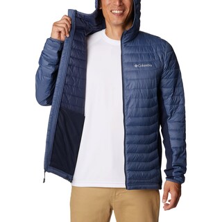 Kurtka Columbia Powder Pass Hooded Hybrid Down Jacket - Dark Mountain/Collegiate Navy