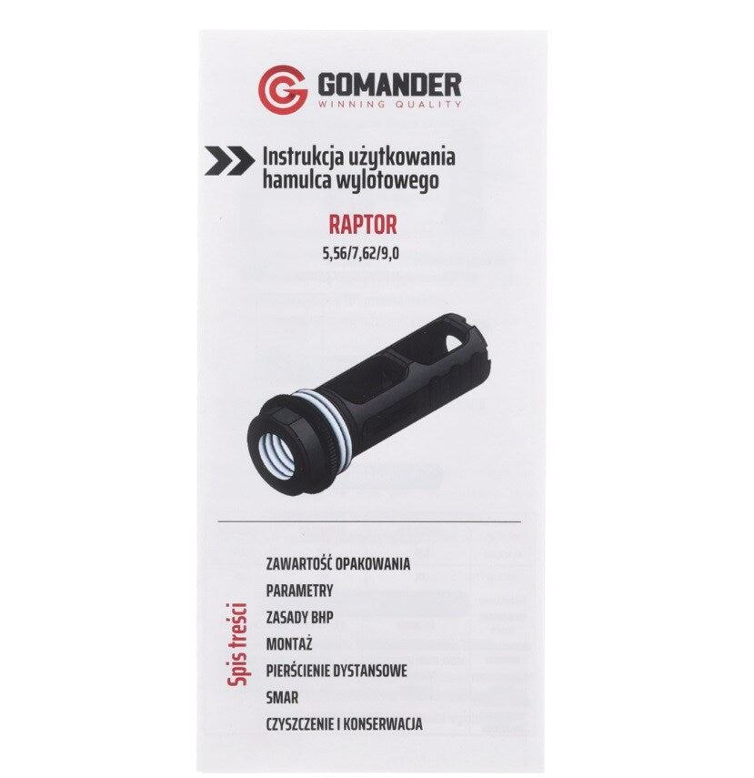 Hamulec wylotowy Gomander Raptor 5,56 mm 1/2-28 UNEF - Czarny