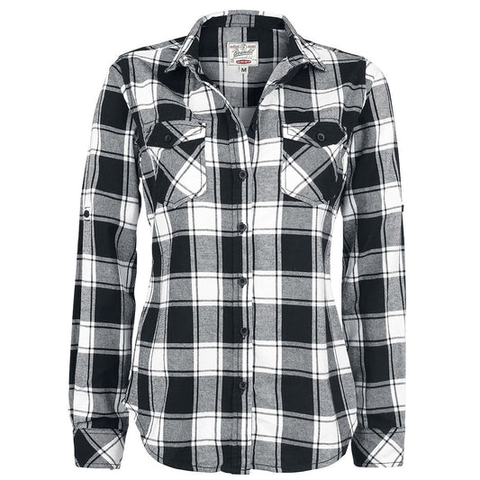 Koszula damska Brandit AMY flanelowa - White/Black
