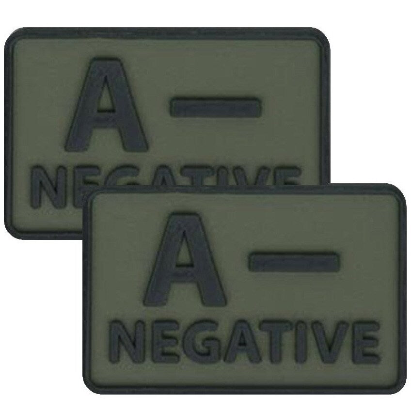 Emblemat PVC Helikon grupa krwi A/Rh- Olive Green - 2 szt.