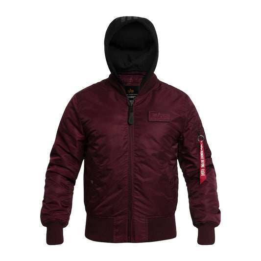 Kurtka Alpha Industries MA-1 Zip Hood Backprint Bomber - Dark Cherry