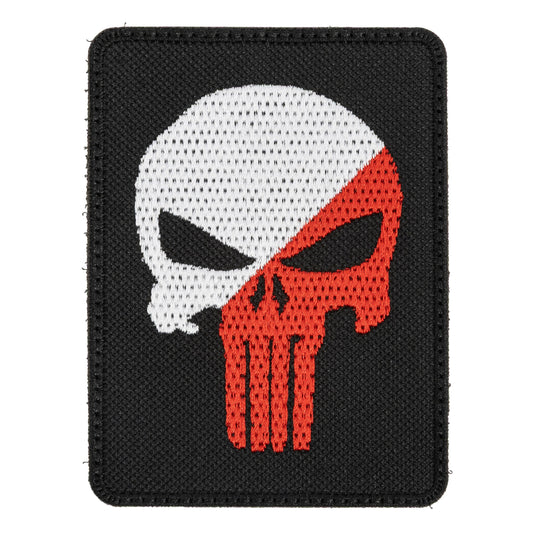 Naszywka Punisher 76 x 110 mm - Biało-Czerwona