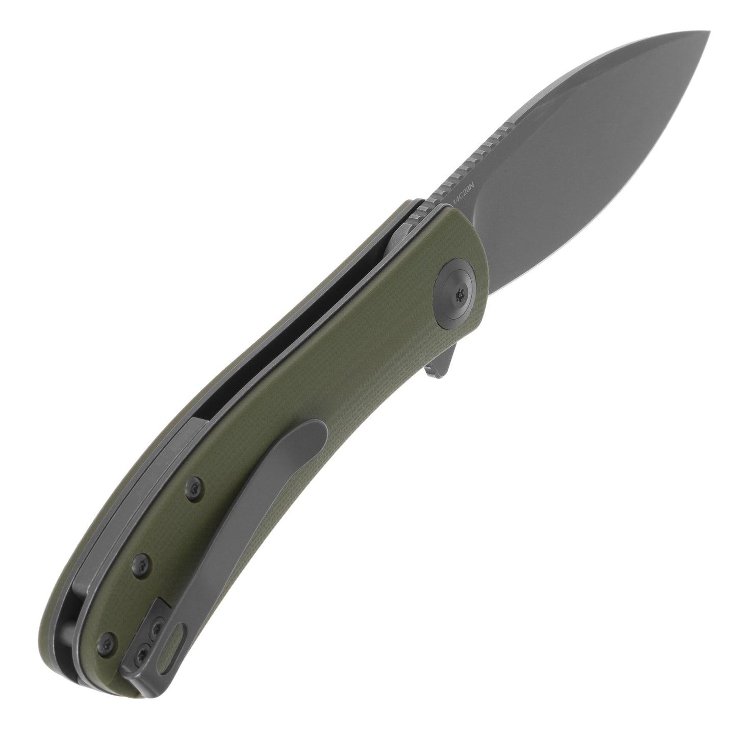 Nóż składany Trollsky Knives Mandu EVO Grey Stonewashed 14C28N/OD Green G10
