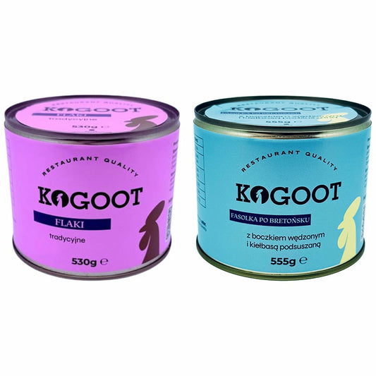 Żywność konserwowana Kogoot - Fasolka po bretońsku 555 g, Flaki tradycyjne 530 g