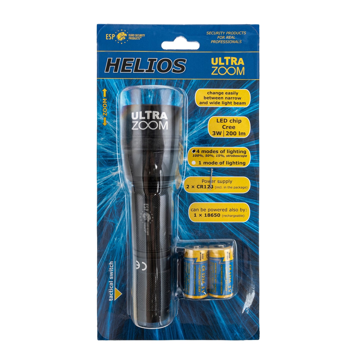 Latarka taktyczna ESP Helios Ultrazoom-4N - 200 lumenów