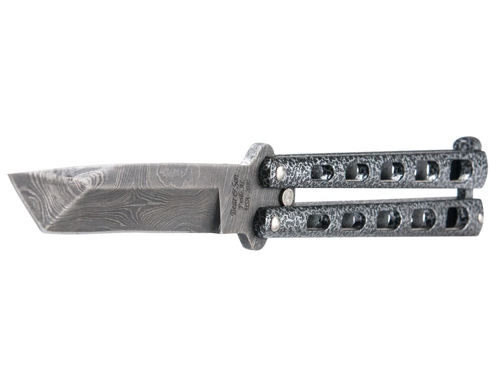 Nóż składany motylek Bear&Son Tanto Damascus