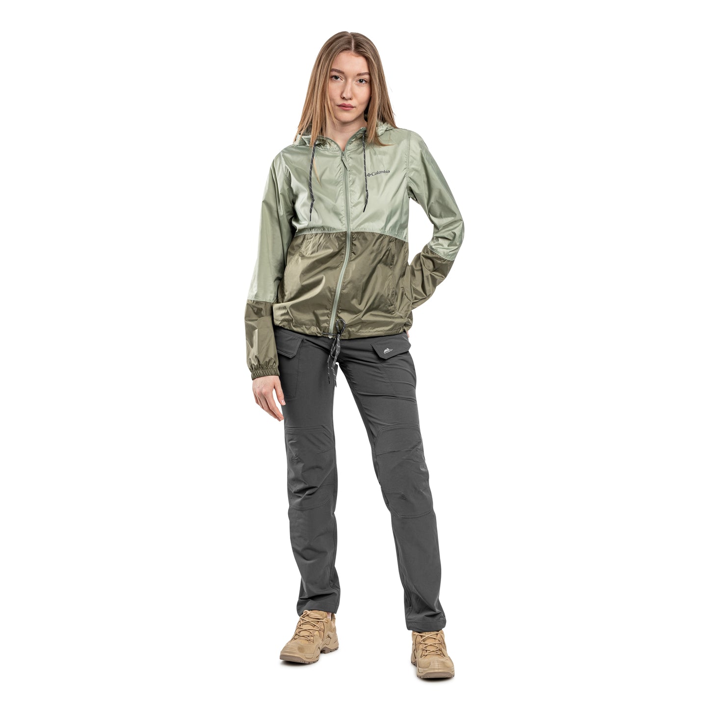 Kurtka damska Columbia Flash Forward II Hooded Windbreaker - Safari/Stone Green