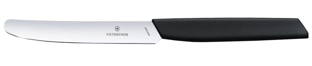 Nóż kuchenny Victorinox Swiss Modern Black 11 cm - gładkie ostrze z zaokrąglonym czubkiem