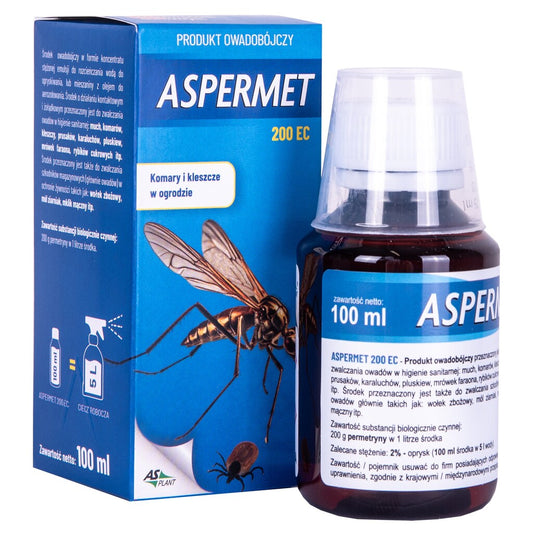 Płyn na komary, kleszcze i muchy Asplant Aspermet 200 EC z permetryną 100 ml