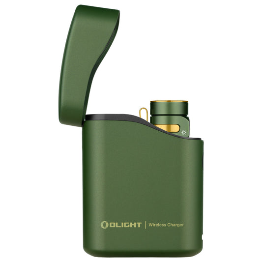 Latarka Olight Baton 4 Premium Edition OD Green z bezprzewodowym etui ładującym - 1300 lumenów
