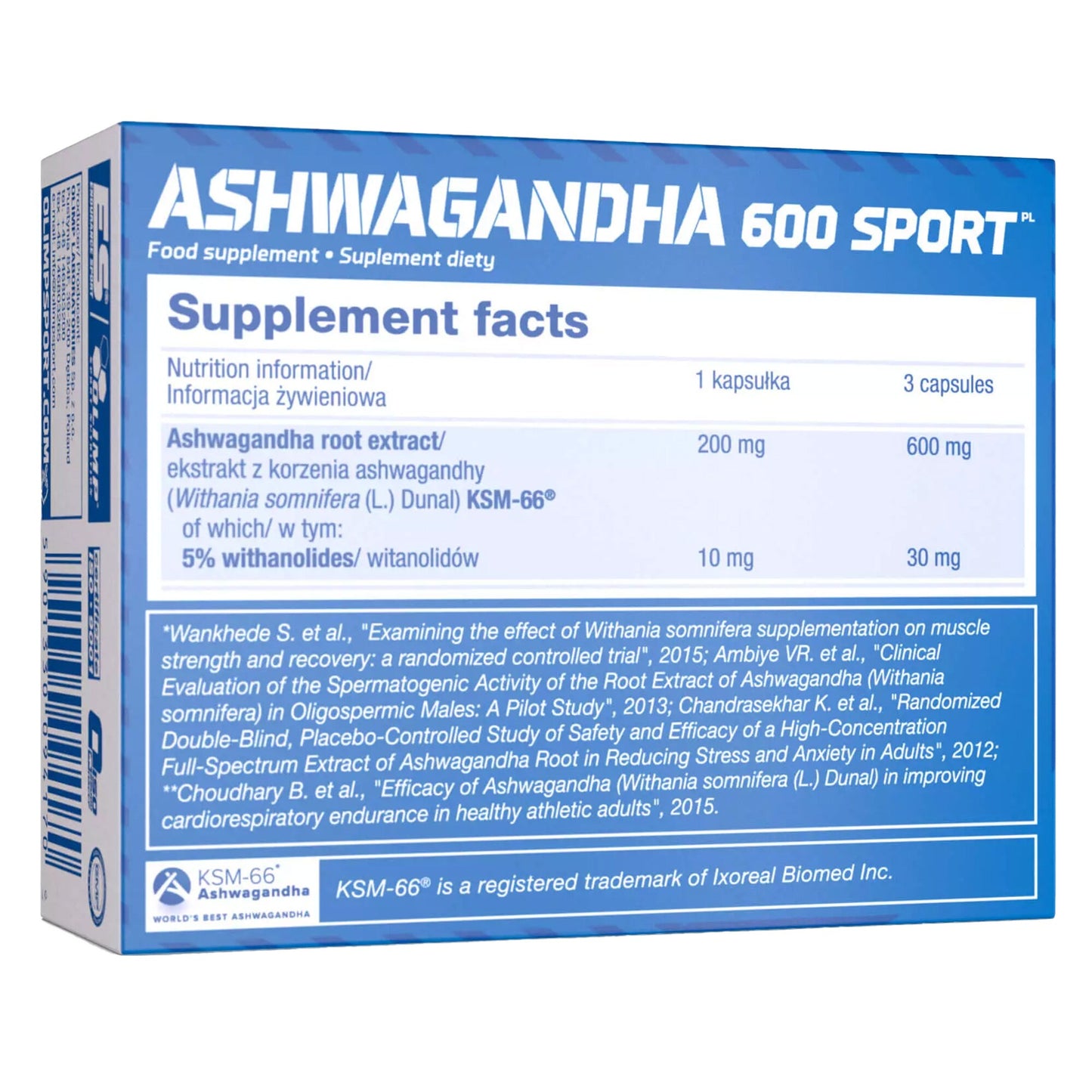Ashwagandha Olimp Sport Nutrition 600 Sport 60 kapsułek - suplement diety