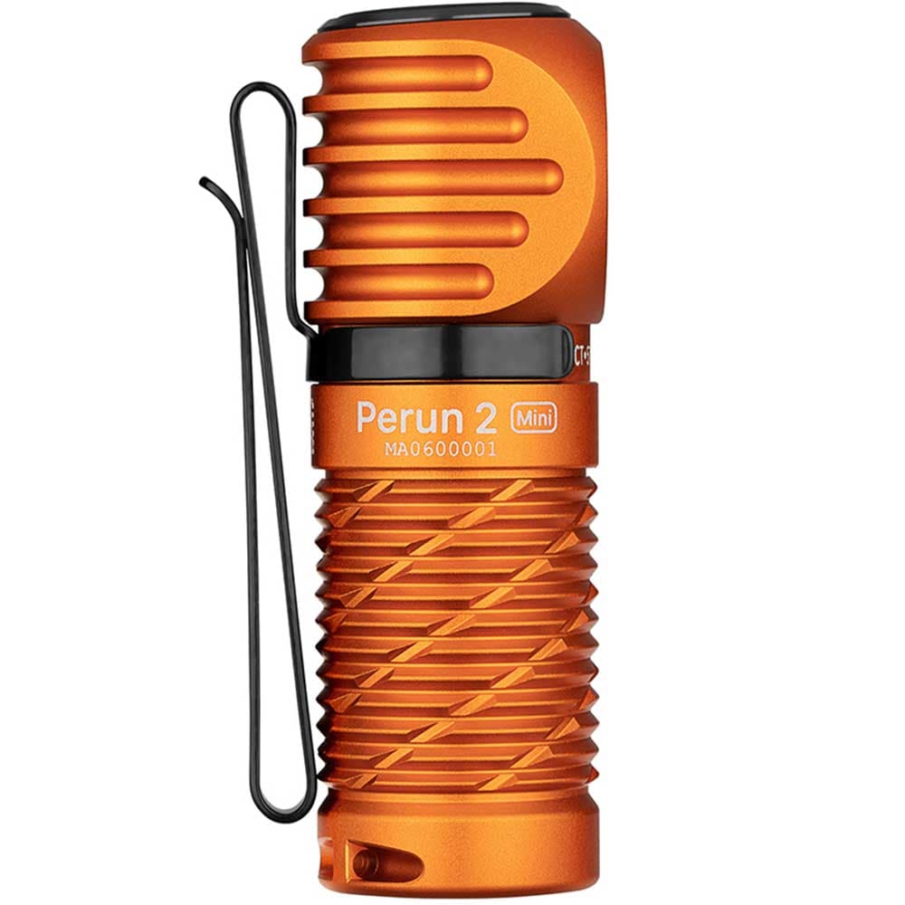 Latarka czołowa i kątowa Olight Perun 2 Mini Kit Orange z opaską - 1100 lumenów