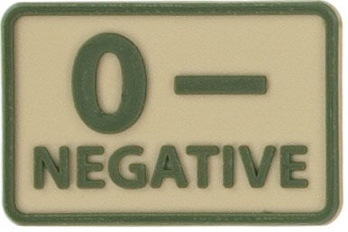Emblemat grupa krwi 0 Rh- Khaki - 2 szt.