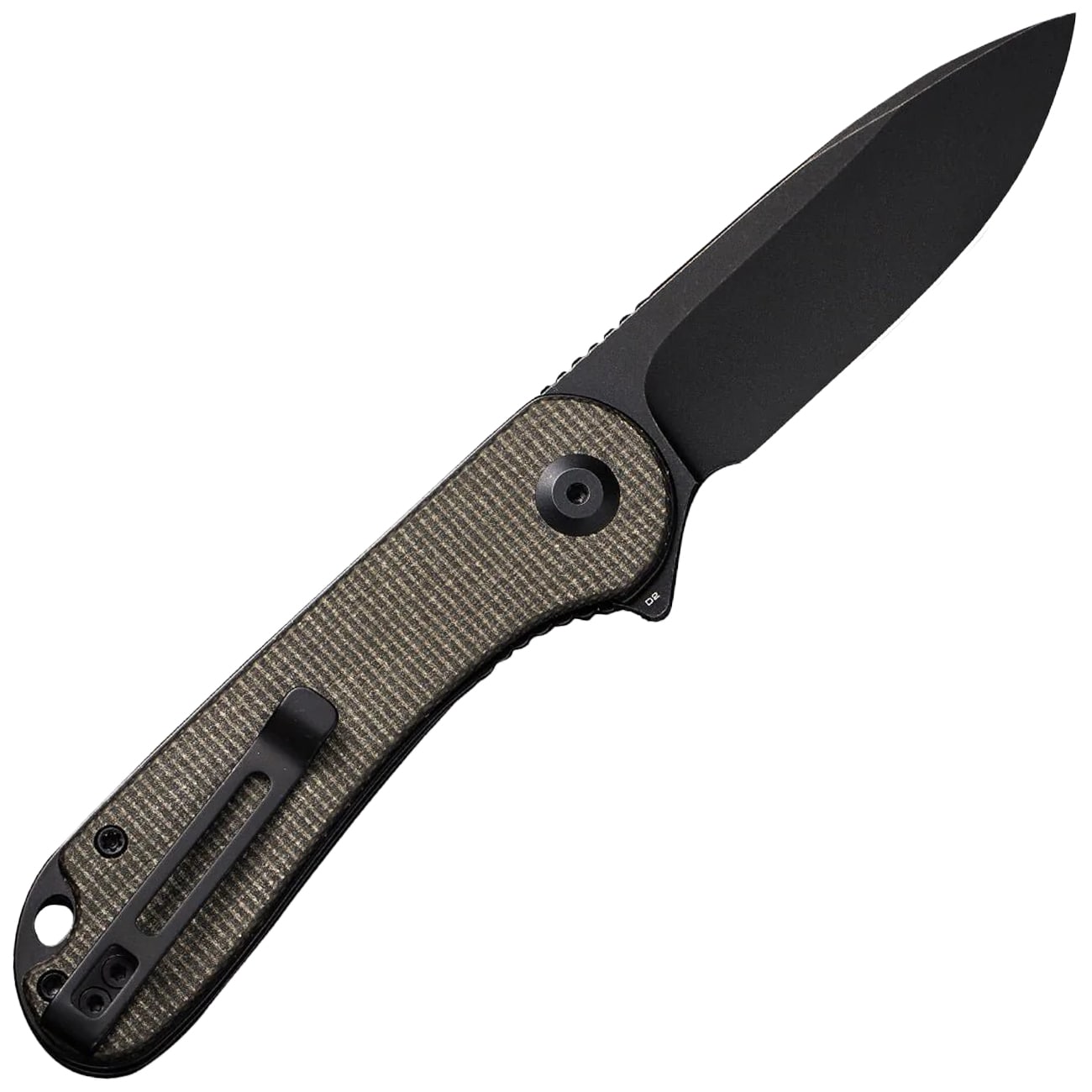 Nóż składany Civivi D2 Elementum Flipper C907Z - Black Stonewashed/Dark Green Micarta