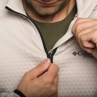 Polar Columbia Crystal Leaf Omni-Heat Helix Technical Half Zip Fleece - Dark Stone/Black