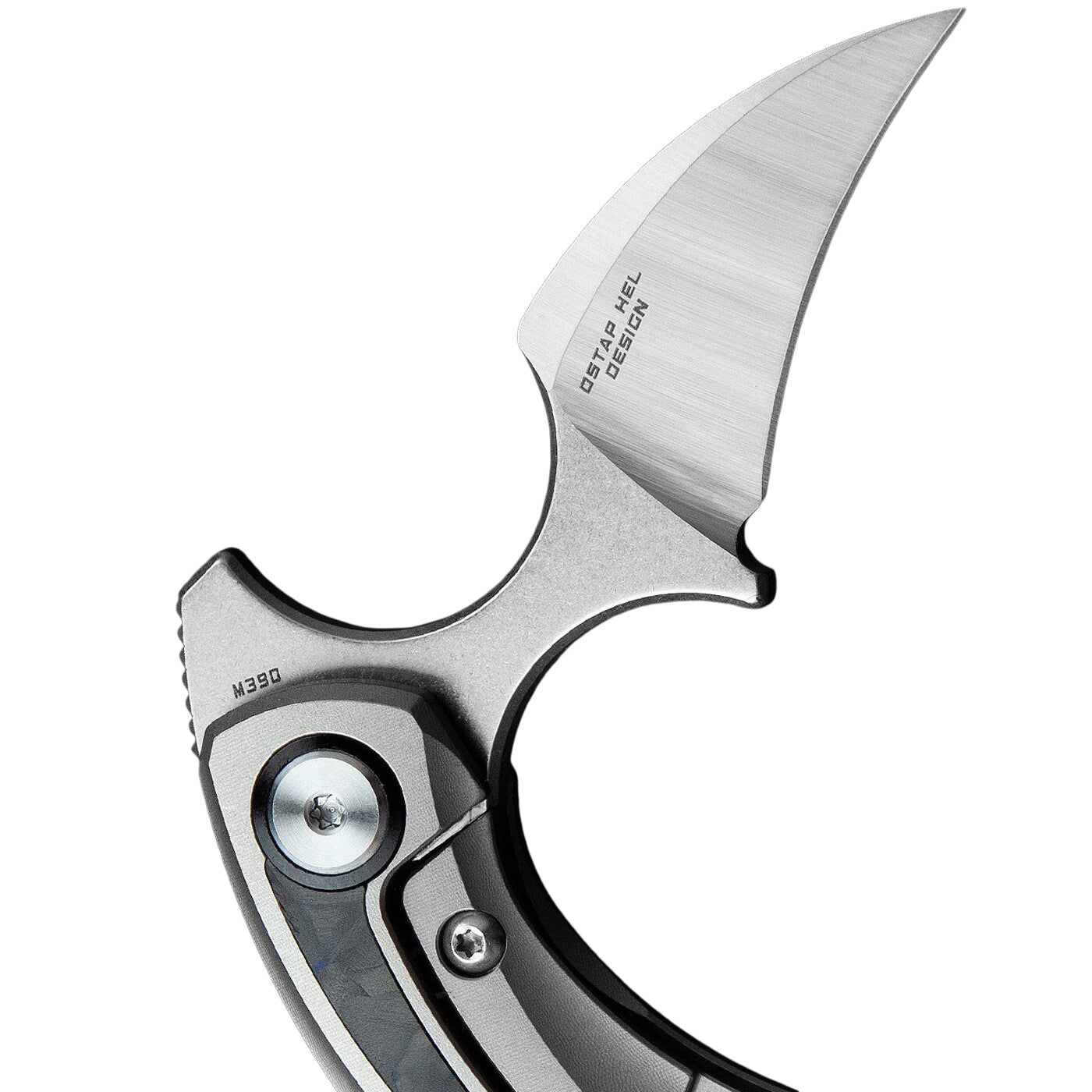 Nóż składany Bestech Knives Strelit - Satin/Grey Titanium Black Blue Marble Carbon Fiber
