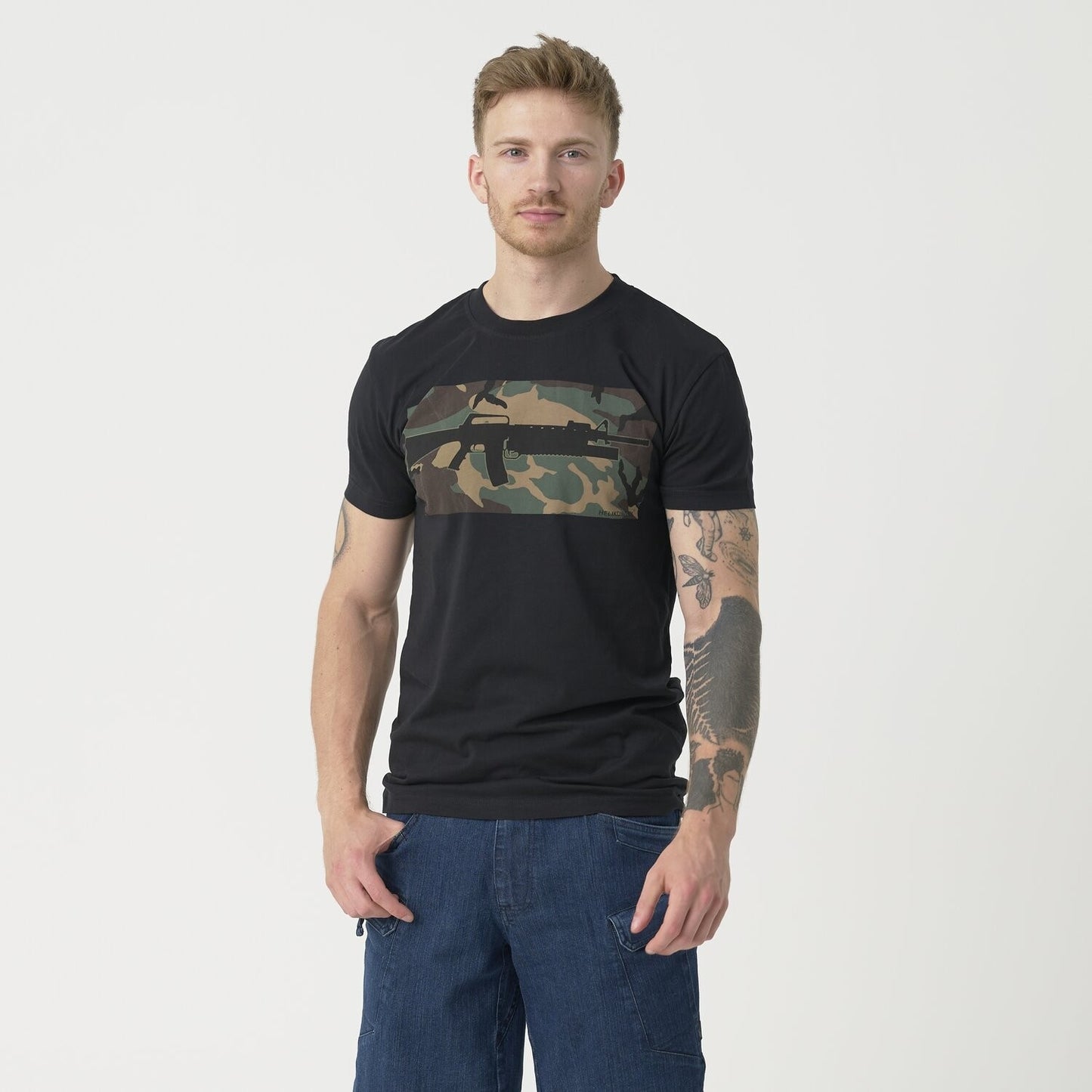 Koszulka T-Shirt Helikon 16/203 Combo - Black/US Woodland