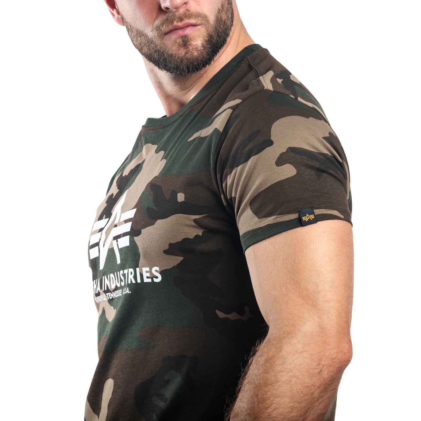 Koszulka T-shirt Alpha Industries Basic - Woodland Camo 65