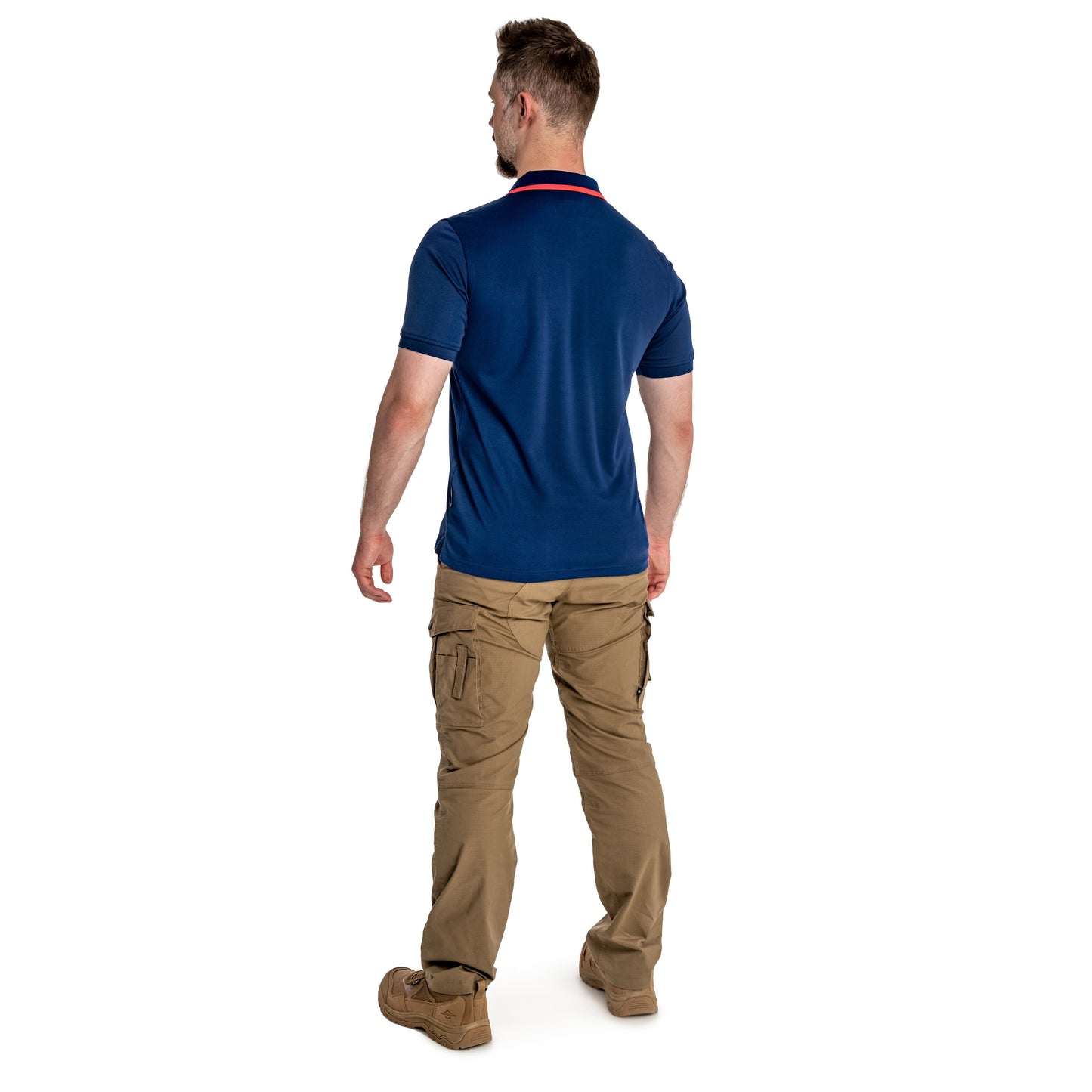 Koszulka polo Hi-Tec Site - Blue Print/High Risk Red