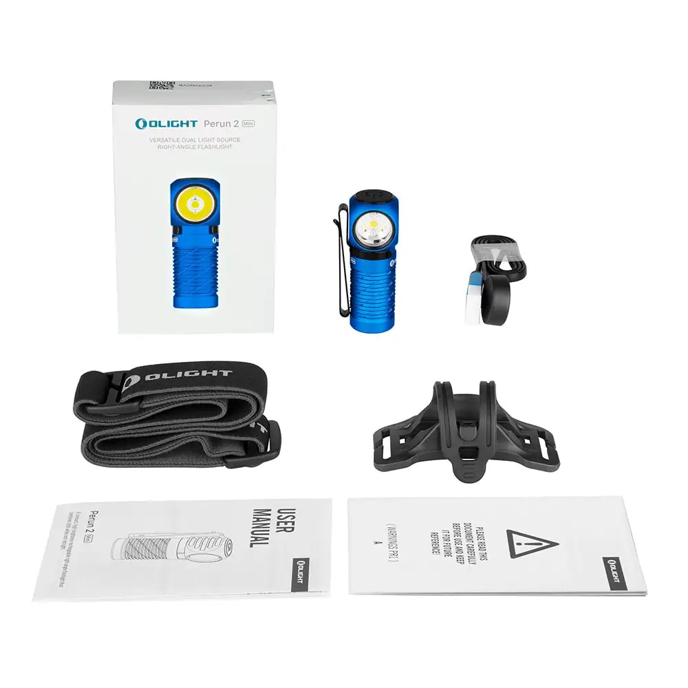 Latarka czołowa i kątowa Olight Perun 2 Mini Cool White Blue z opaską - 1100 lumenów