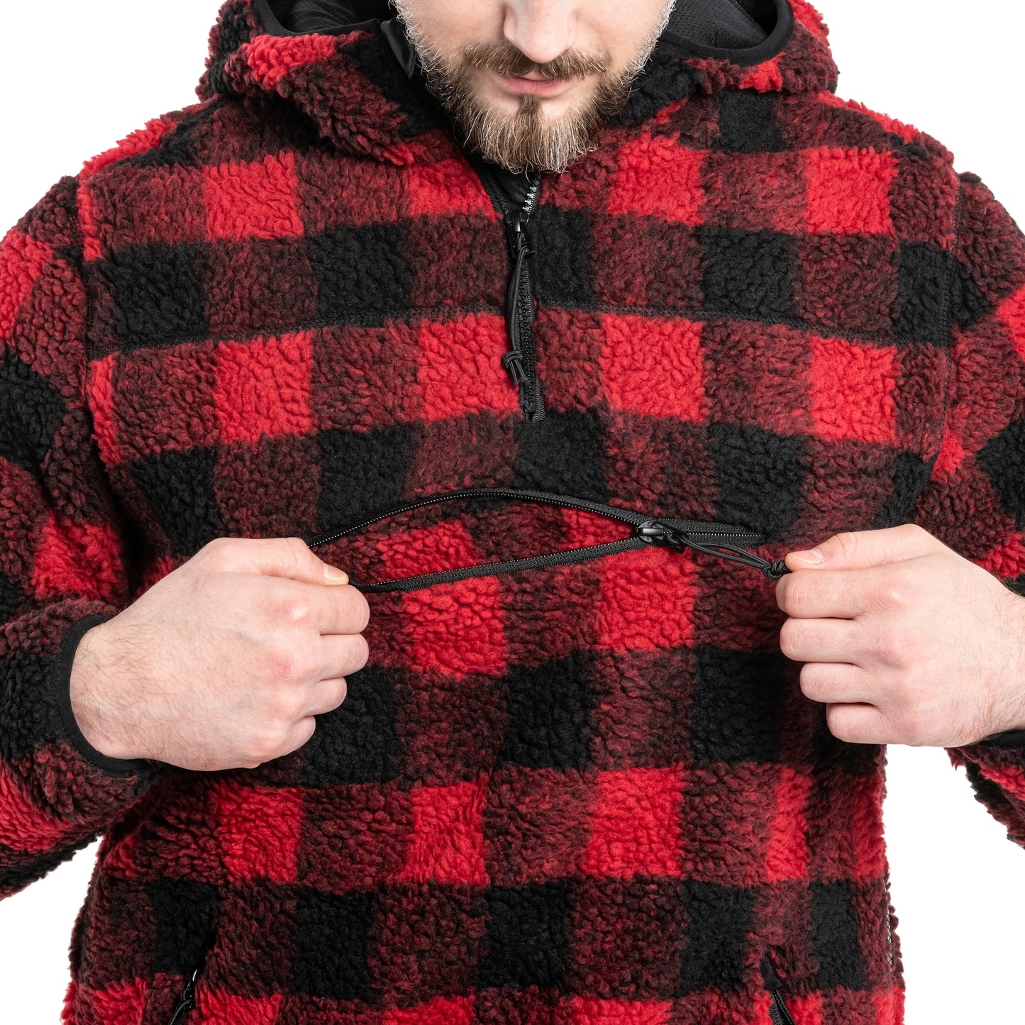 Polar Brandit Teddyfleece Worker Pullover - Red/Black