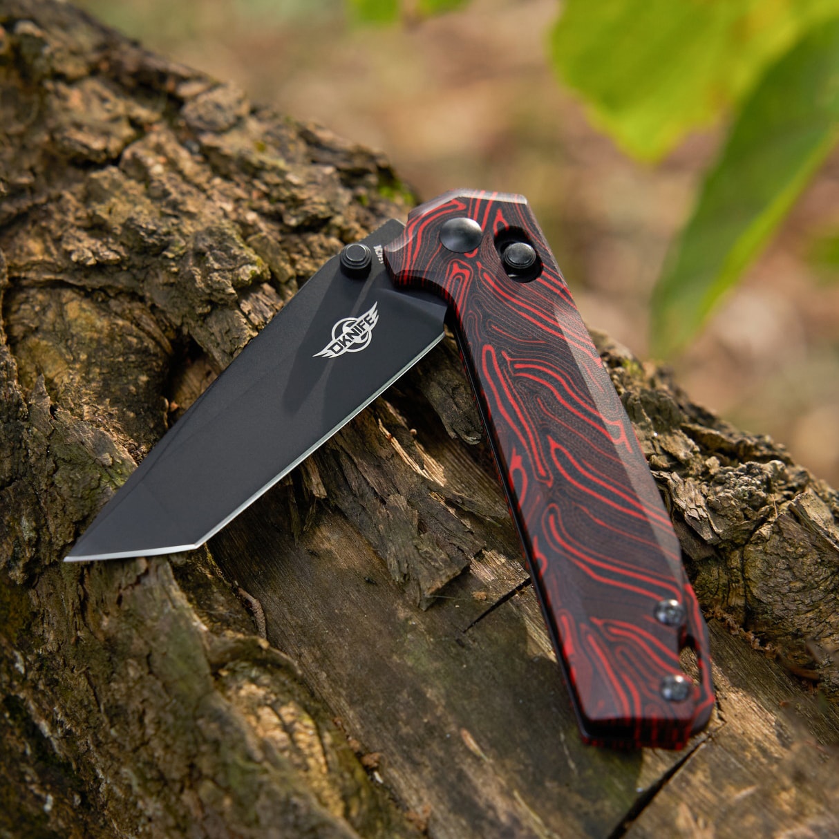 Nóż składany Oknife Rubato Damascus G10 Black/Red - stal nierdzewna 154CM