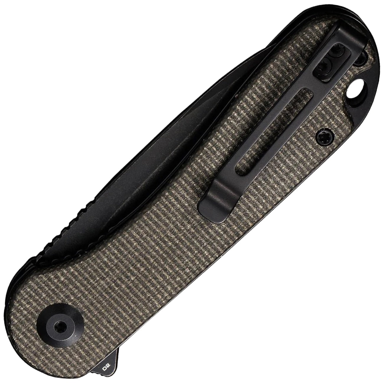 Nóż składany Civivi D2 Elementum Flipper C907Z - Black Stonewashed/Dark Green Micarta