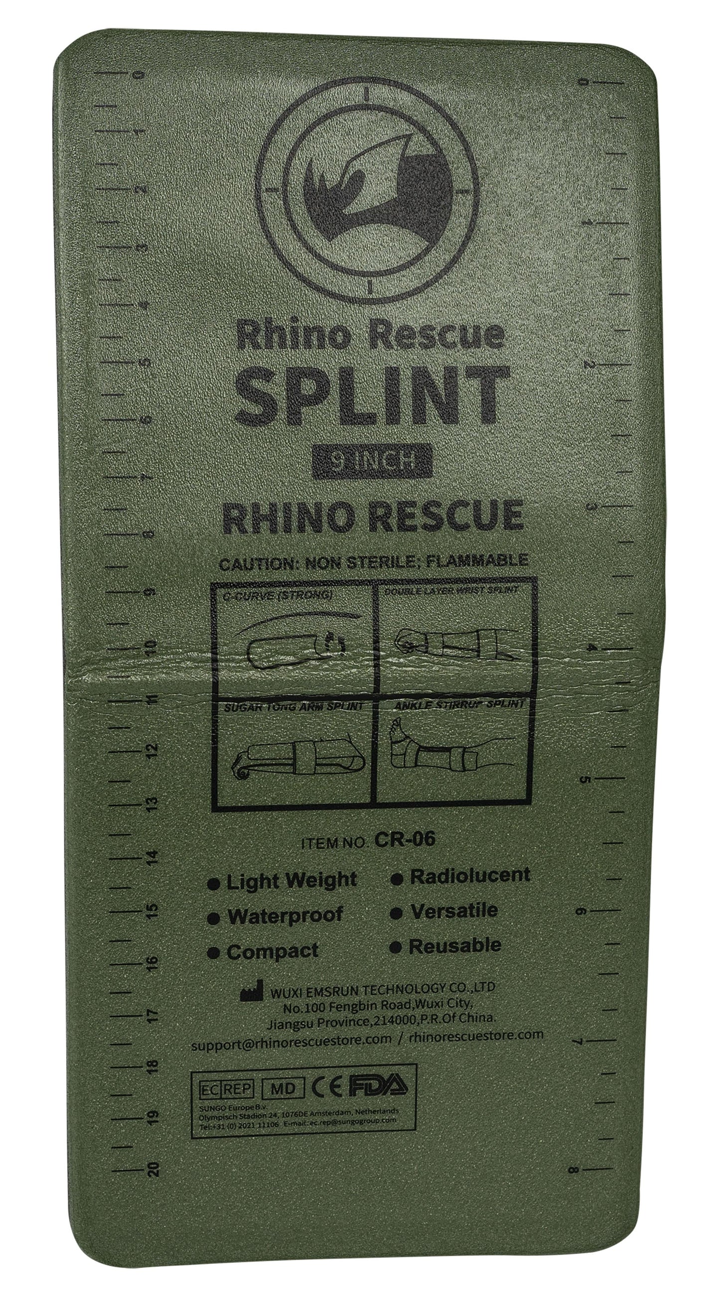 Szyna usztywniająca Rhino Rescue Splint 9" - Olive