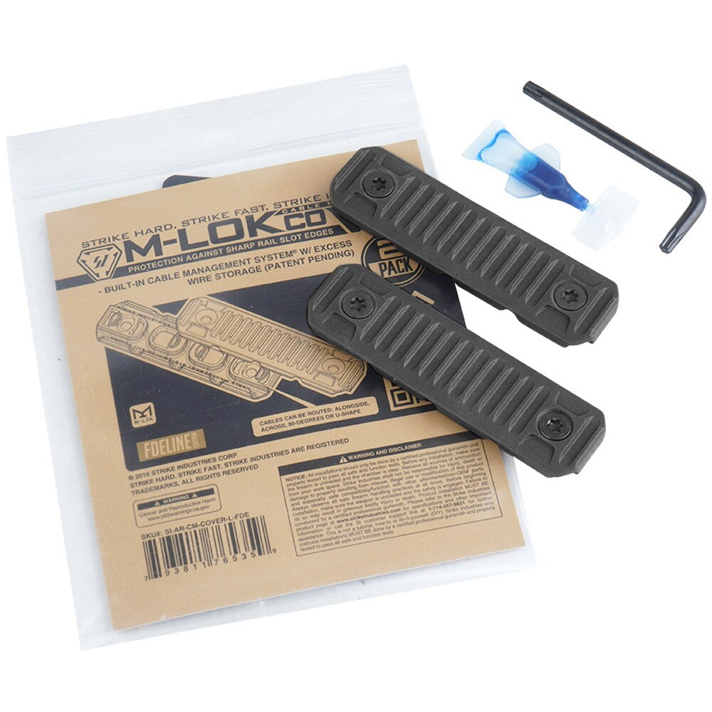 Osłony szyny M-LOK Strike Industries Long M-LOK rail covers with cable management system 2 szt. - Black