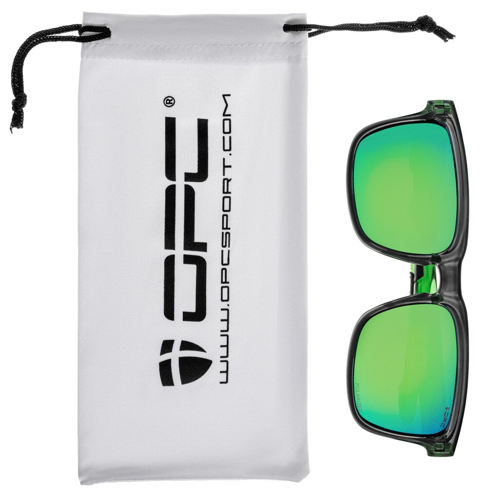 Okulary przeciwsłoneczne OPC Lifestyle California Black/Green Revo z polaryzacją
