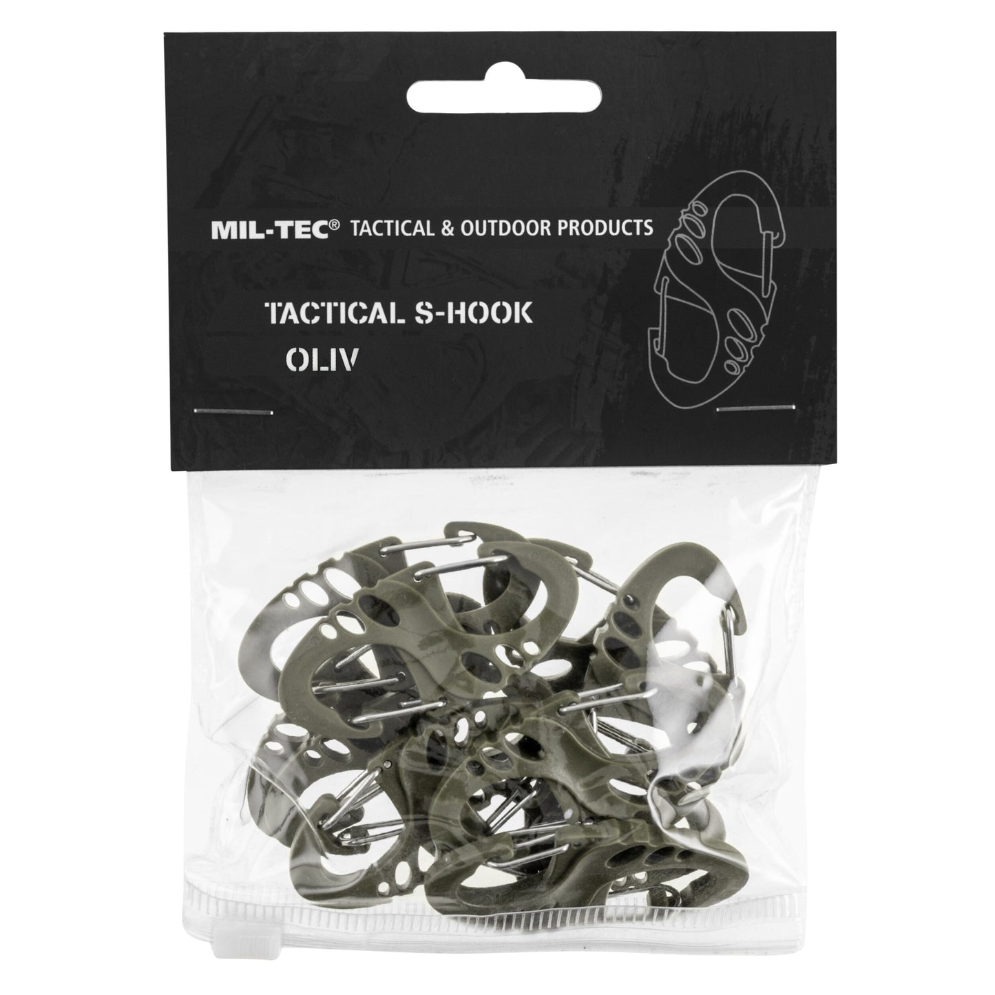 Zestaw karabińczyków Mil-Tec S-Hook Olive - 10 szt.