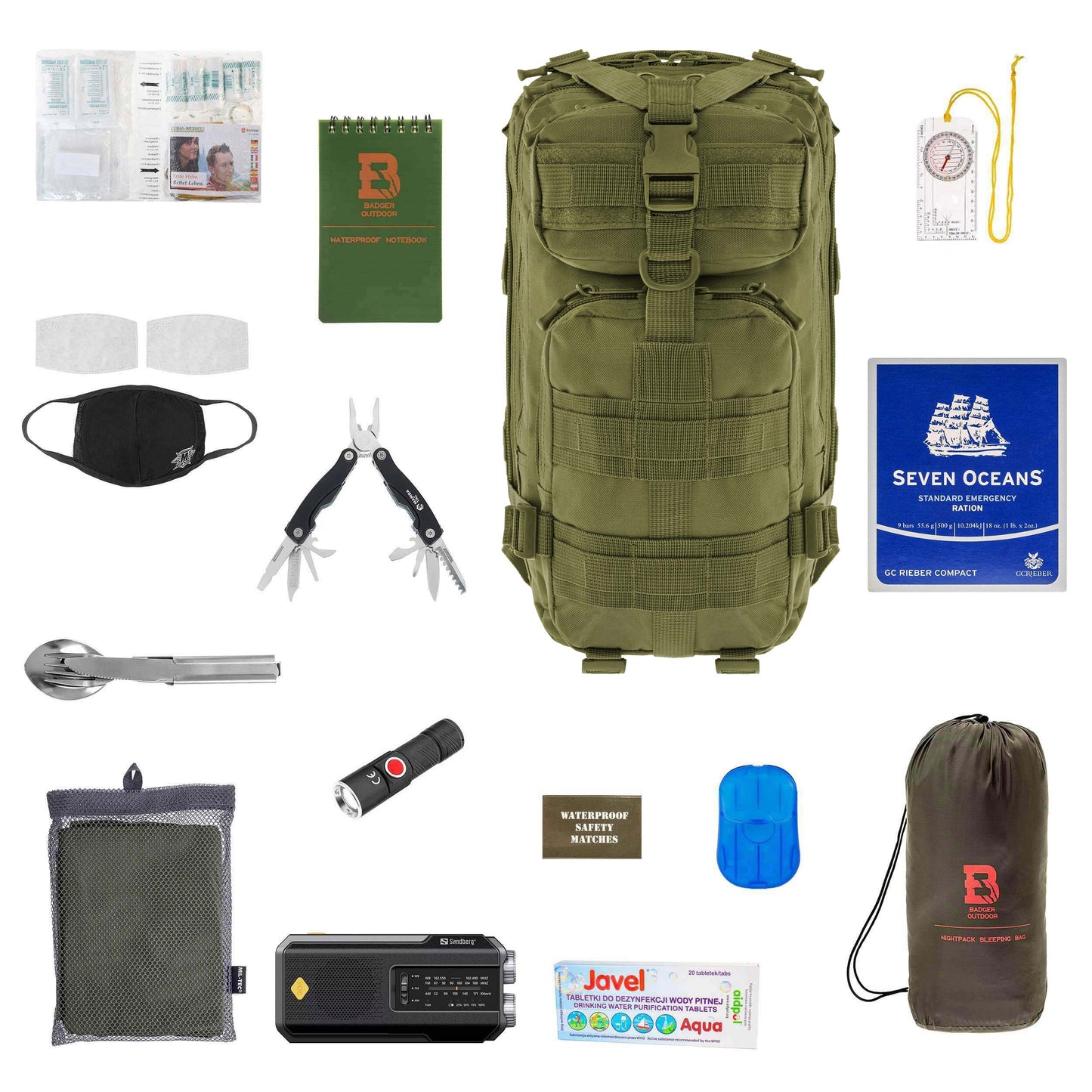 Plecak RCB Badger Outdoor Recon 25 l Olive - z wyposażeniem