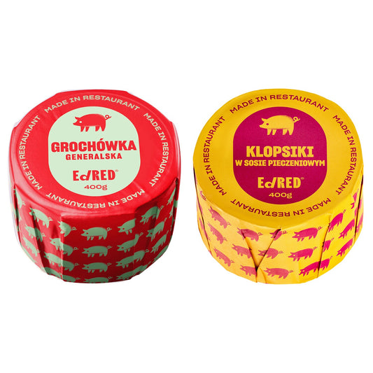 Żywność konserwowana Ed Red - Grochówka 400 g, Klopsiki w sosie pieczeniowym 400 g