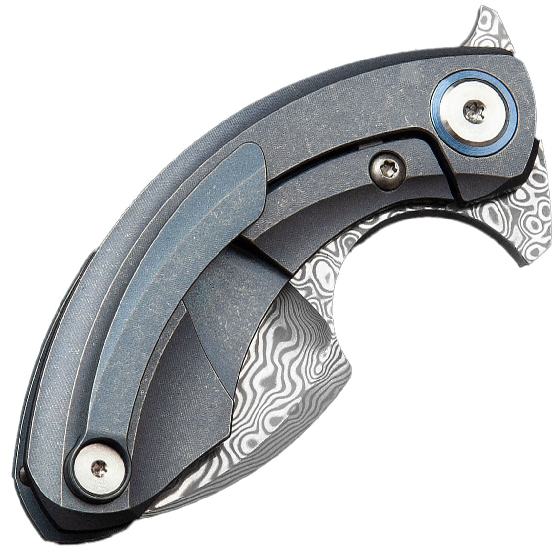 Nóż składany Bestech Knives Strelit - Damascus/Blue Titanium