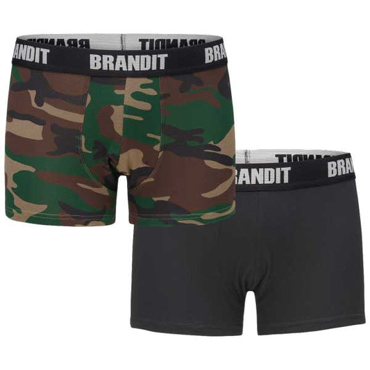 Bokserki Brandit Boxershorts Logo 2 pary - Black/Woodland