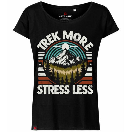 Koszulka T-shirt damska Voyovnik Trek More, Stress Less - Black