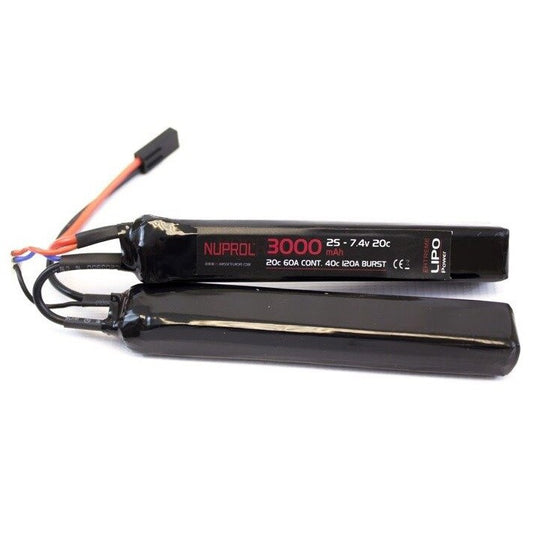 Akumulator ASG Nuprol Li-Po 7,4V 3000mAh 20c - dwudzielny