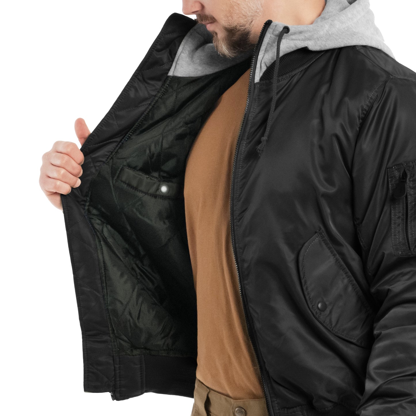 Kurtka Brandit MA1 Sweat Hooded Jacket - Black/Grey