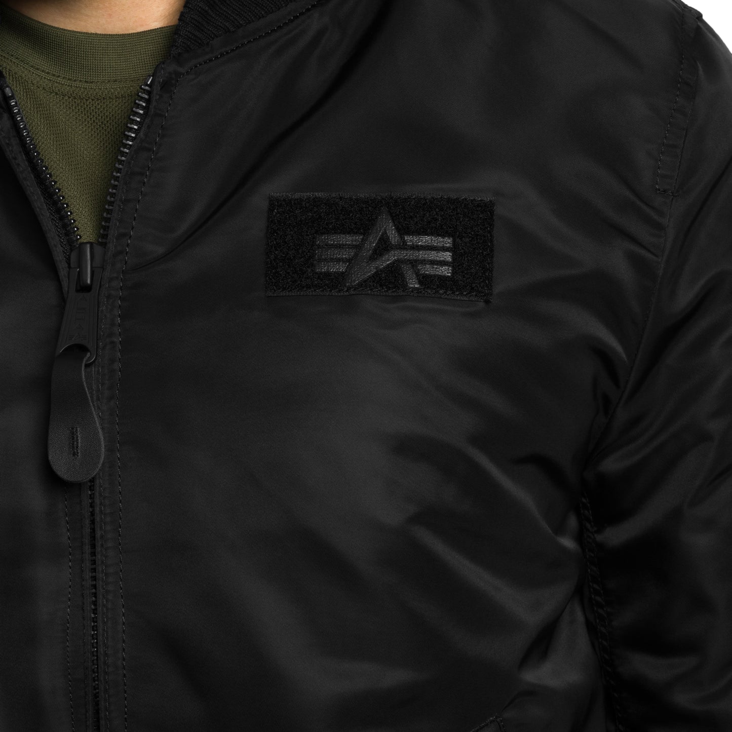 Kurtka Alpha Industries MA-1 Zip Hood Backprint Bomber - Black/White