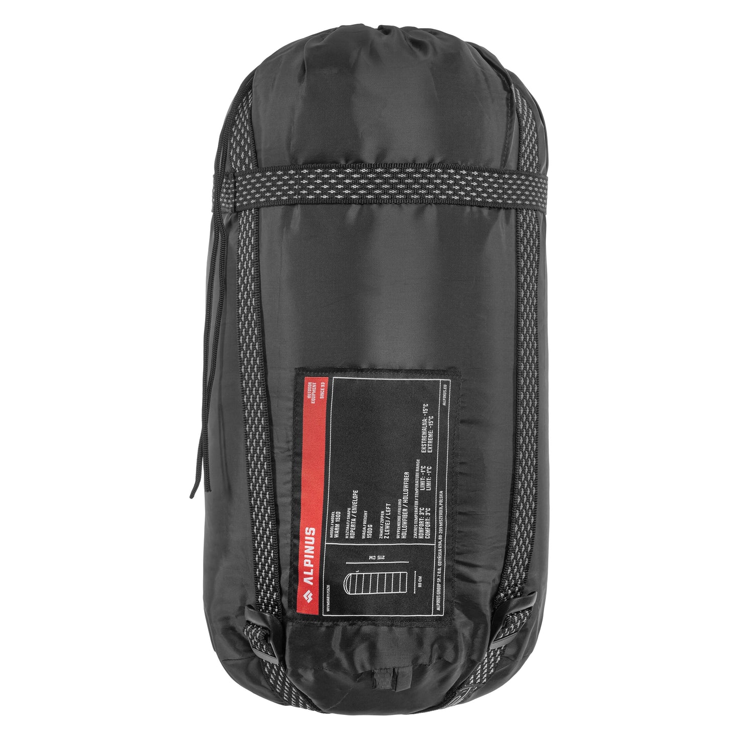 Śpiwór Alpinus Warm 1500 Czarny - lewy