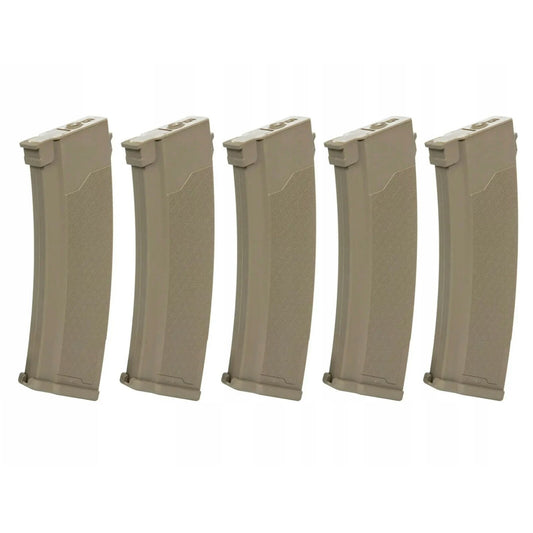 Zestaw 5 magazynków Hi-Cap Specna Arms S-Mag do replik z serii J - Tan