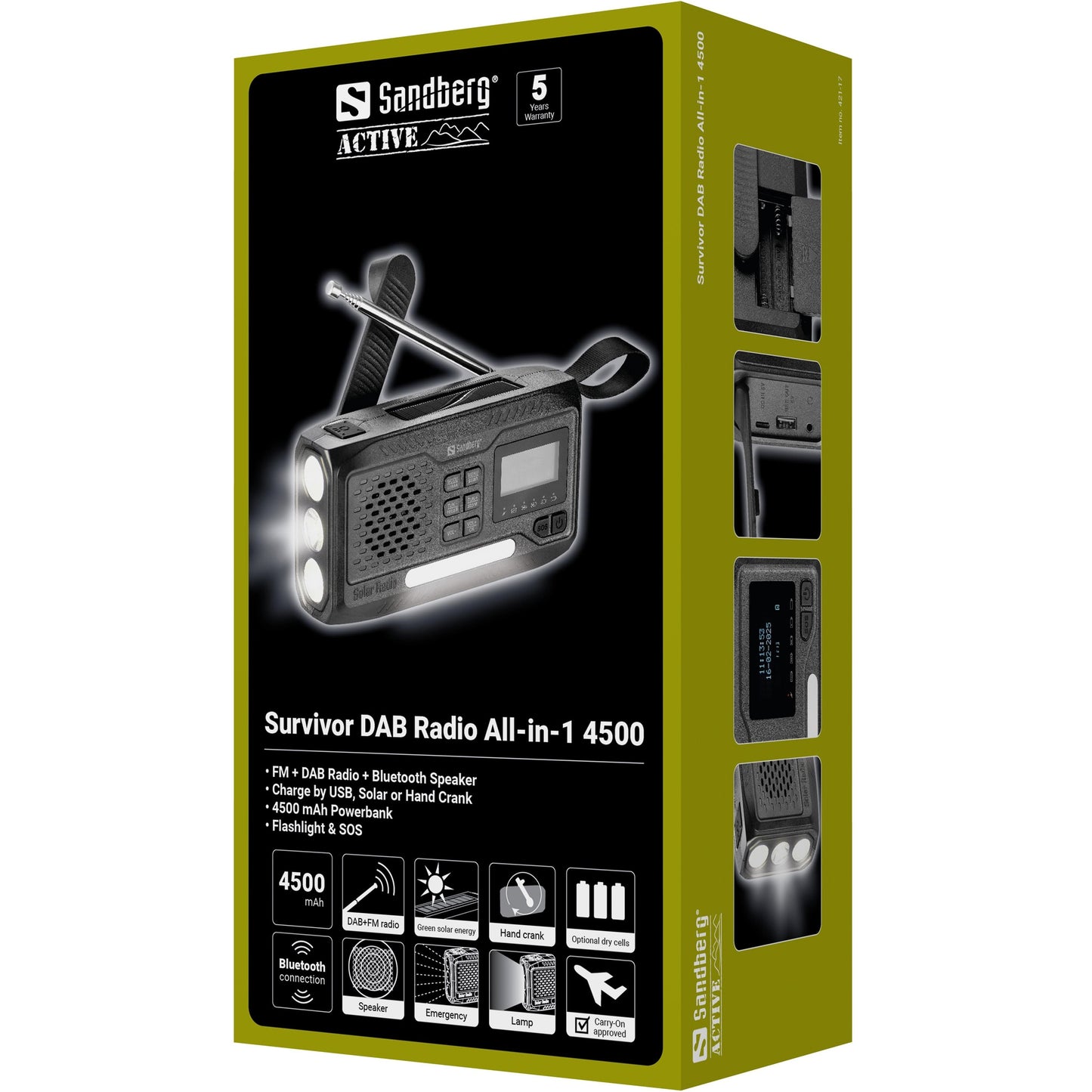 Radio alarmowe Sandberg Survivor All-in-1 4500 FM/DAB