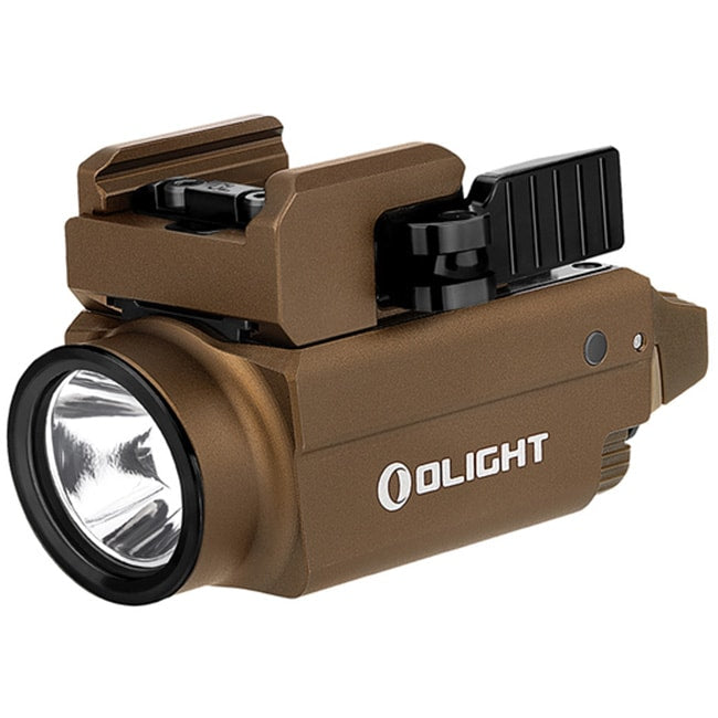 Latarka z celownikiem laserowym Olight BALDR S Desert Tan - 800 lumenów, Green Laser