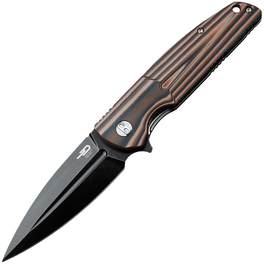Nóż składany Bestech Knives Fin Black Stonewash - Black/Orange/Beige