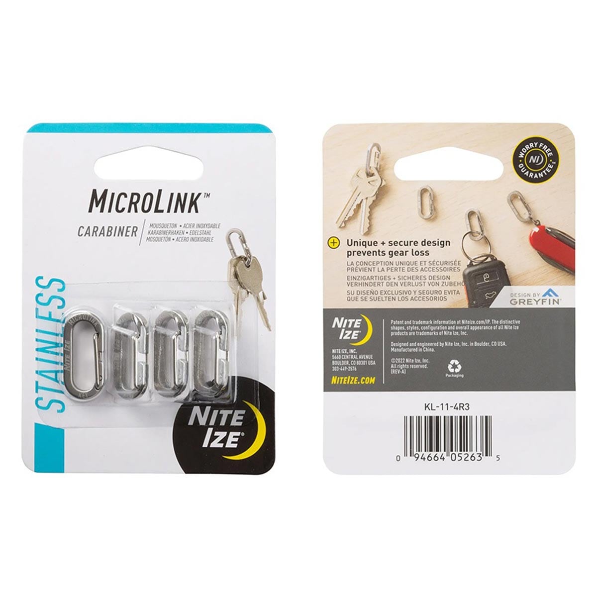 Karabińczyk Nite Ize MicroLink - 4 sztuki - Steel