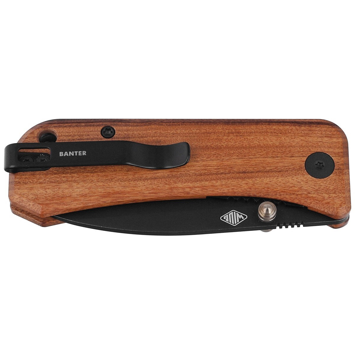 Nóż składany WE Knife Banter Thumb Stud Cuibourtia Wood Handle - Black Stonewash